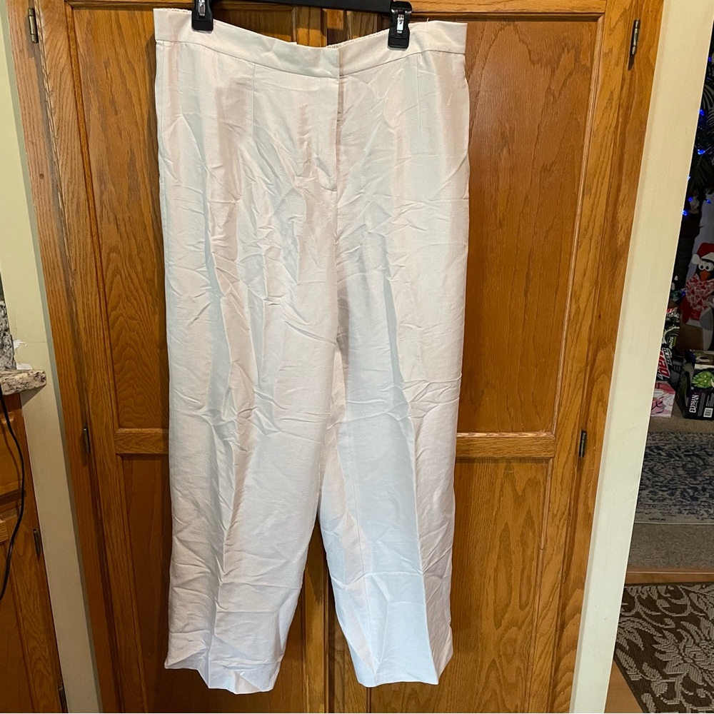 Eileen Fisher White Wide-Leg Trousers